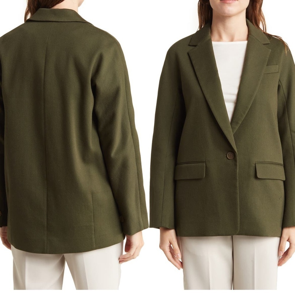 Vince Solid Blazer Jacket Tuscan Olive Green Over… - image 3